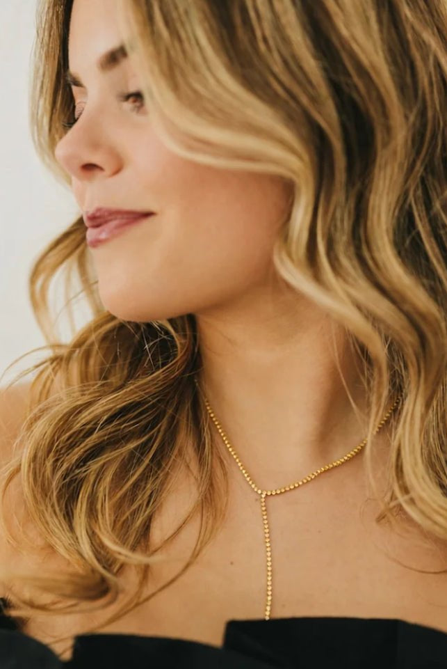 Pretty Simple Tennis Lariat Waterproof Gold - Fleur-De-Lis Boutique