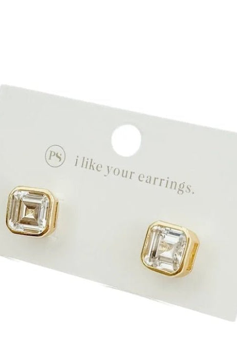 Pretty Simple Bezel Diamond Stud Earrings Waterproof - Fleur-De-Lis Boutique