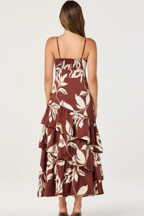ASTR Cassia Dress Brown Floral - Fleur-De-Lis Boutique