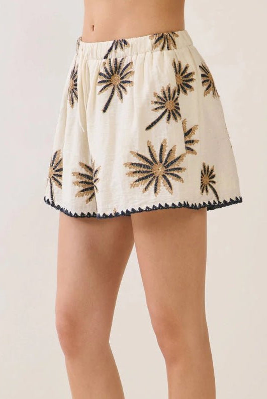 TCEC Embroidered Palm Shorts - Fleur-De-Lis Boutique