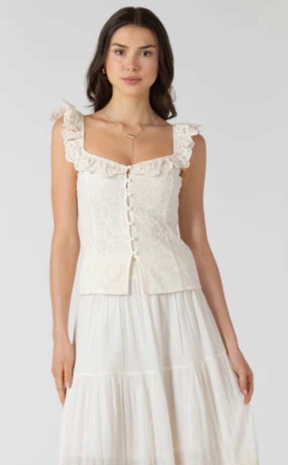 Dex Ecru Eylet Top - Fleur - De - Lis Boutique