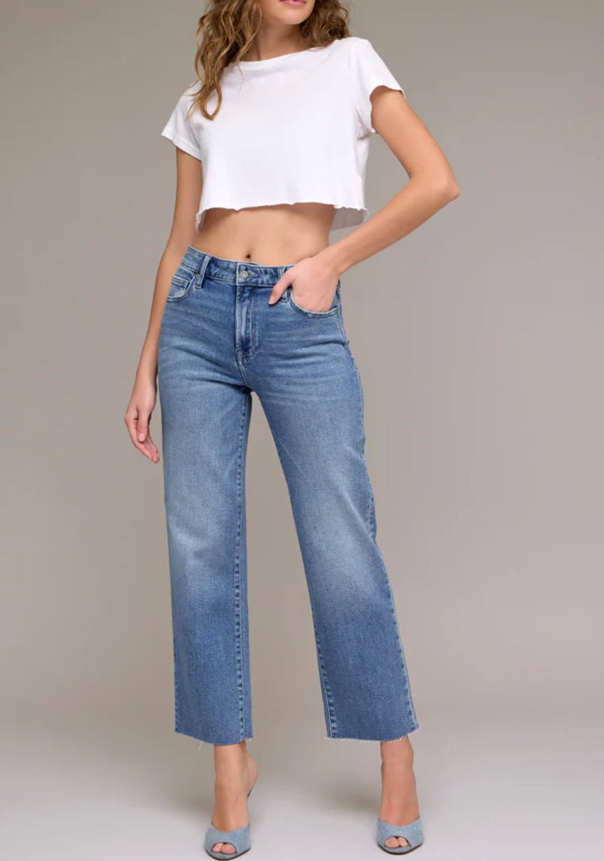 28” Inseam Tracey High Rise Straight Medium Wash - Fleur - De - Lis Boutique
