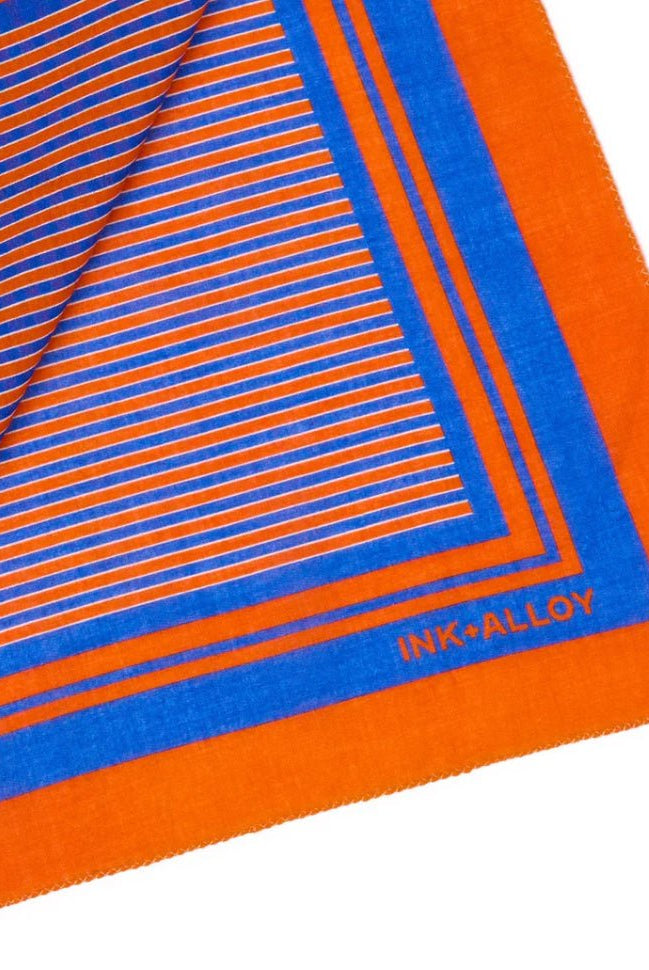 Ink + Alloy Stripe Scarf Blue and Orange - Fleur-De-Lis Boutique