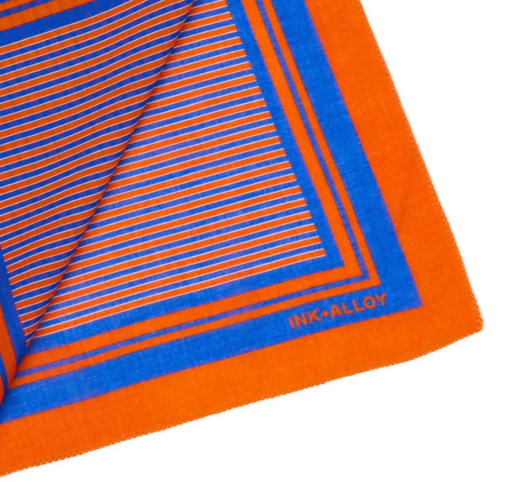 Ink + Alloy Stripe Scarf Blue and Orange - Fleur-De-Lis Boutique