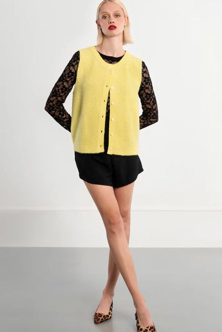 Jenny Sleeveless Yellow Sweater - Fleur - De - Lis Boutique