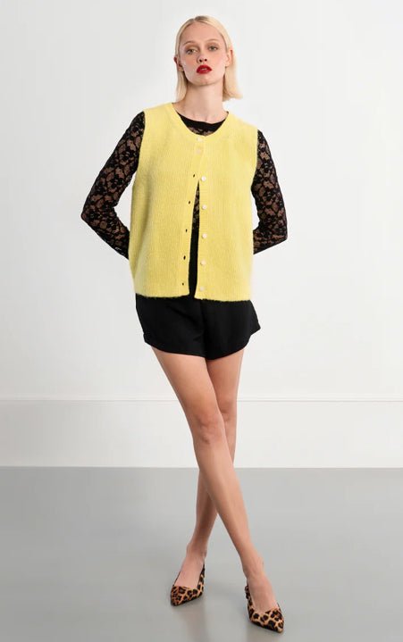 Jenny Sleeveless Yellow Sweater - Fleur - De - Lis Boutique