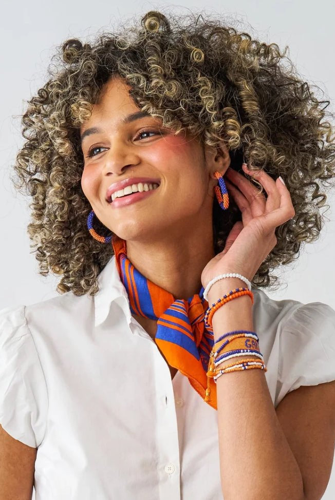 Ink + Alloy Game Day Beaded Hoops Blue Orange - Fleur-De-Lis Boutique