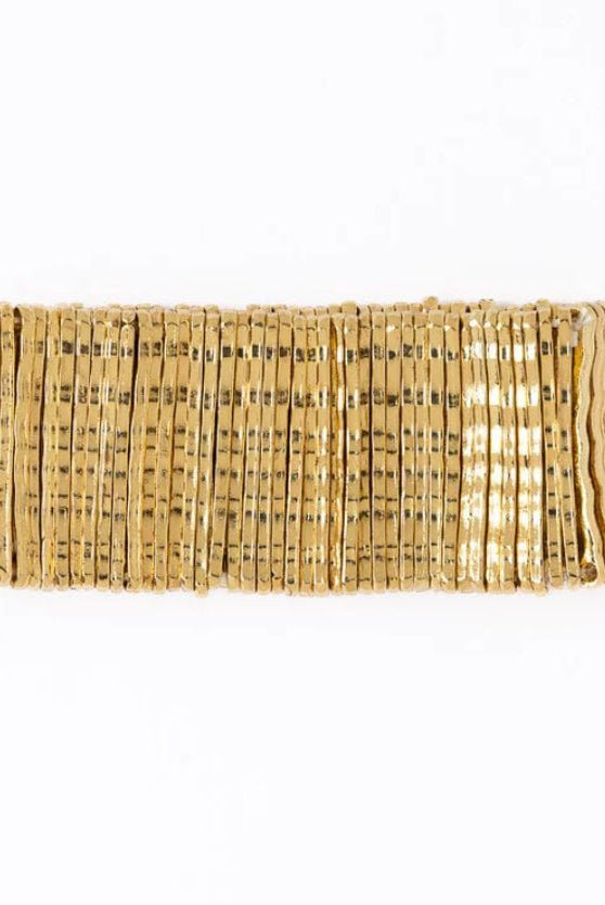 Ink + Alloy Winnie Wide Stretch Bracelet Brass - Fleur-De-Lis Boutique