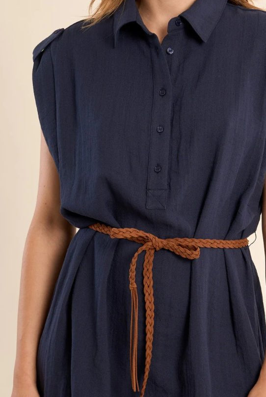 Molly Bracken Navy Woven Dress - Fleur - De - Lis Boutique