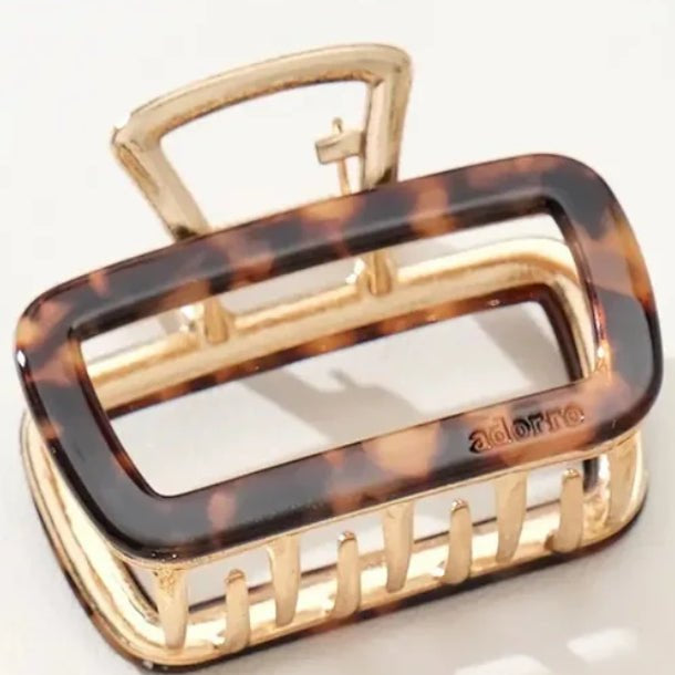 adorro Harlow Rectangle Metal Claw Clip Medium - Fleur-De-Lis Boutique