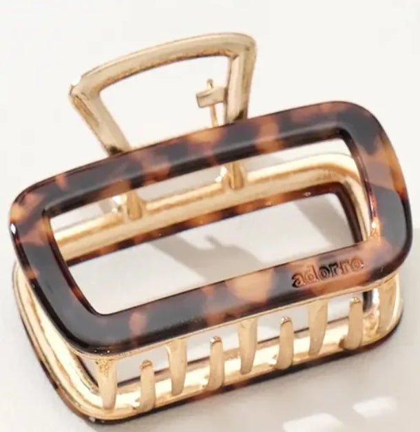 adorro Harlow Rectangle Metal Claw Clip Medium - Fleur-De-Lis Boutique