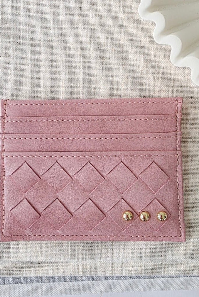 Mariah Woven Small Card Holder Dusty Rose Pink - Fleur-De-Lis Boutique