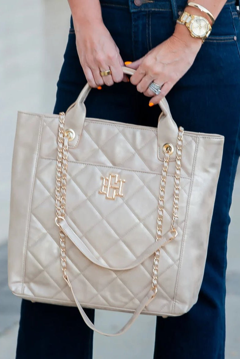 Caroline Hill Kinzley Gold Shimmer Tote - Fleur-De-Lis Boutique