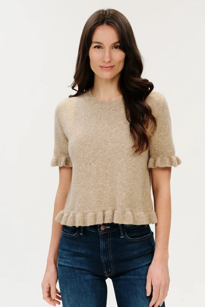 Cleo Ruffle Edge Sweater Latte - Fleur-De-Lis Boutique