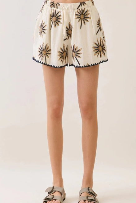 TCEC Embroidered Palm Shorts - Fleur-De-Lis Boutique