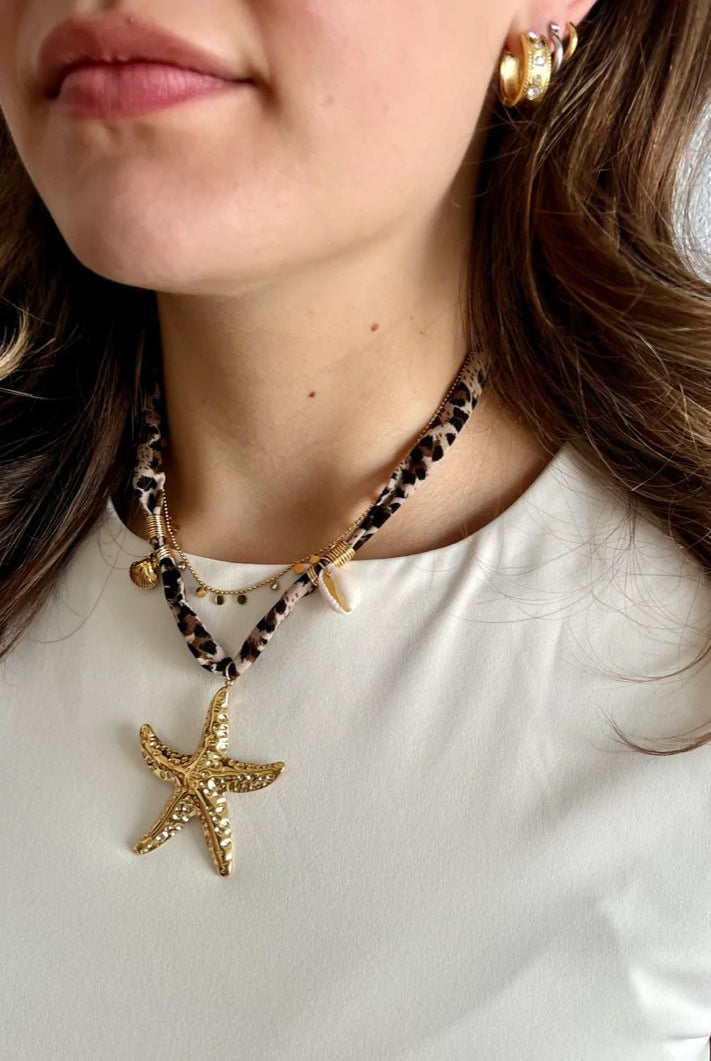 BELJOY Mallory Leopard Scarf Necklace - Fleur-De-Lis Boutique