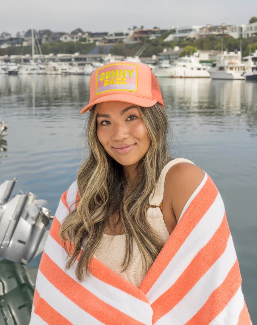 Feelin Friday Sunny Daze Trucker Hat Coral Pink - Fleur - De - Lis Boutique