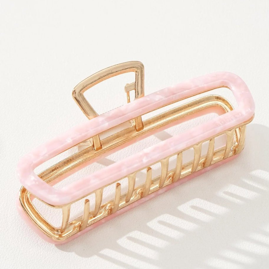 adorro Harlow Rectangle Metal Claw Clip Large - Fleur-De-Lis Boutique
