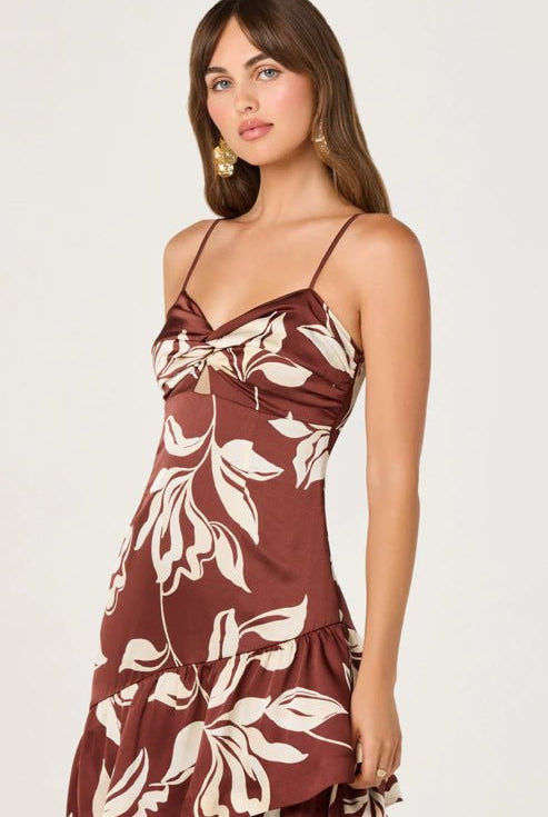 ASTR Cassia Dress Brown Floral - Fleur-De-Lis Boutique