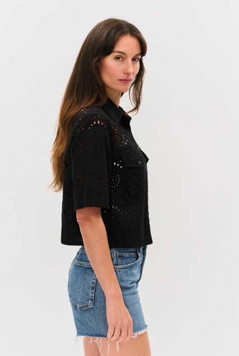 Six Fifty Tove Eyelet Top Black - Fleur - De - Lis Boutique