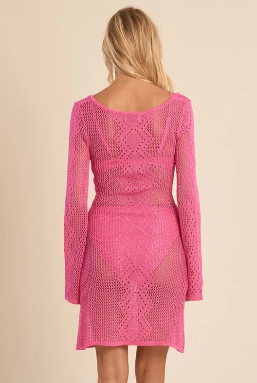 Molly Bracken Short Crochet Beach Dress Pink - Fleur - De - Lis Boutique