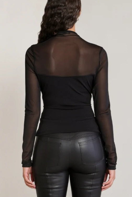 Dex Sheer Cowl Top Black - Fleur-De-Lis Boutique