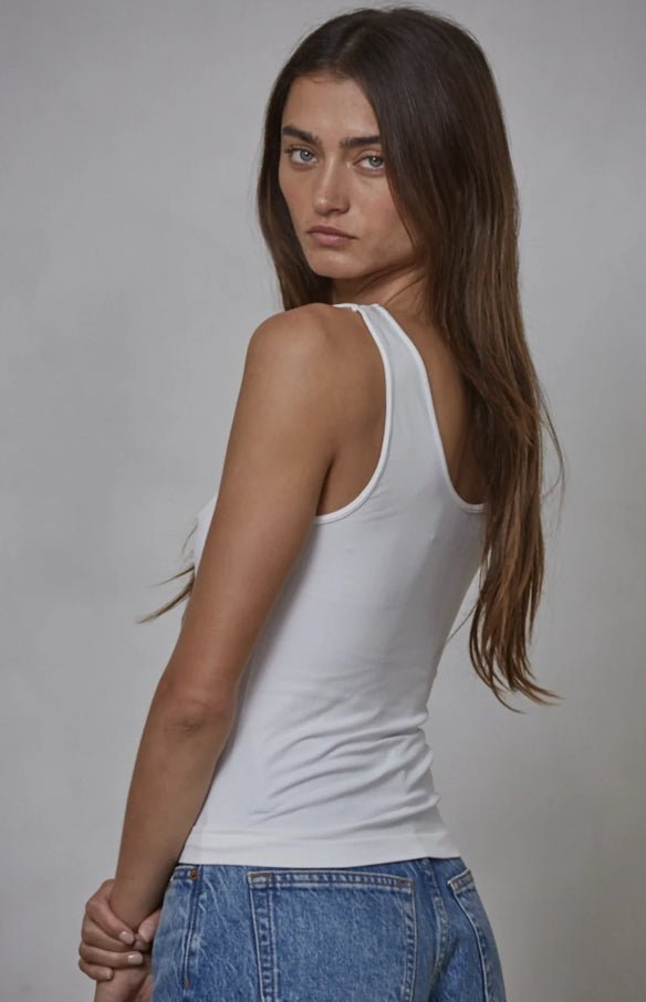 By Together Seamless Reverse U - V Tank White - Fleur - De - Lis Boutique