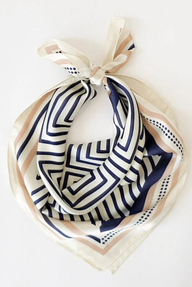 Alice Square Scarf Geometric Lines - Fleur-De-Lis Boutique