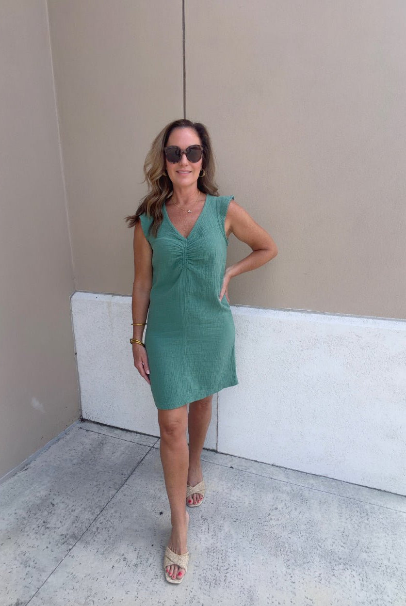 Bobi Los Angeles Mini Cinched Front Dress Vine - Fleur-De-Lis Boutique