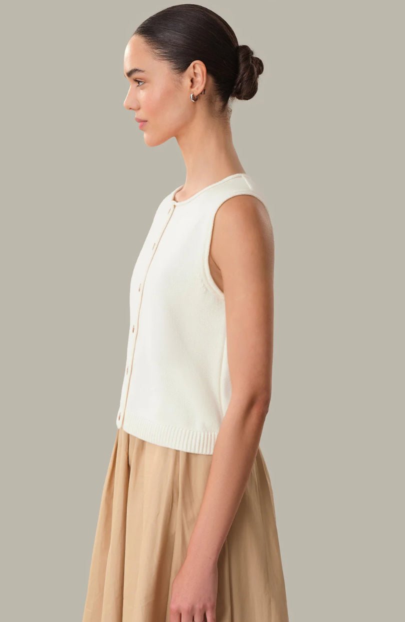 525 America Elle Button Front Vest Chalk - Fleur - De - Lis Boutique