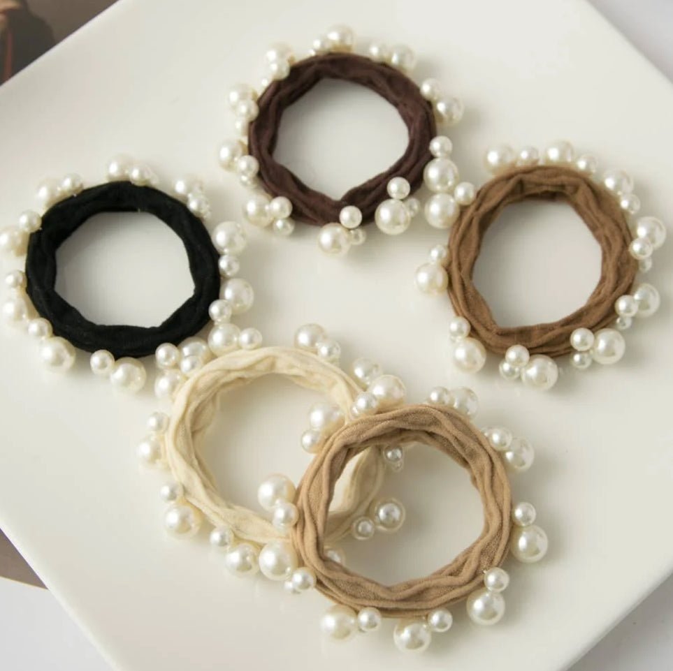 adorro Pearl Seamless Hair Ties Neutral - Fleur-De-Lis Boutique