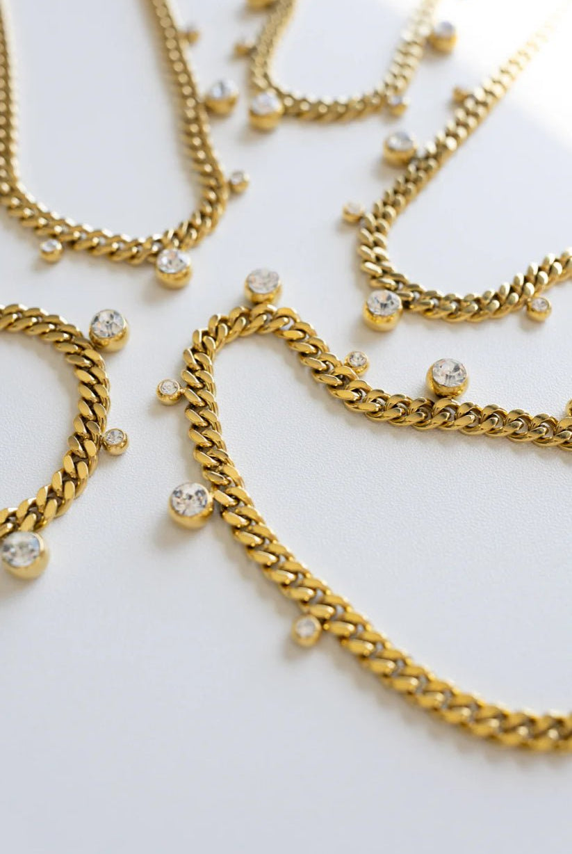BELJOY Chloe Crystal Cuban Chain Necklace - Fleur-De-Lis Boutique