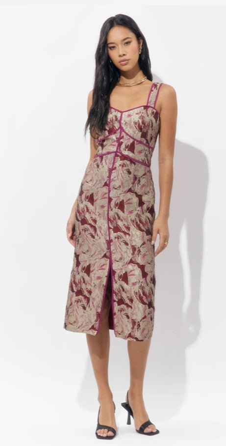 Adelyn Rae Ella Jacquard Midi Dress - Fleur - De - Lis Boutique