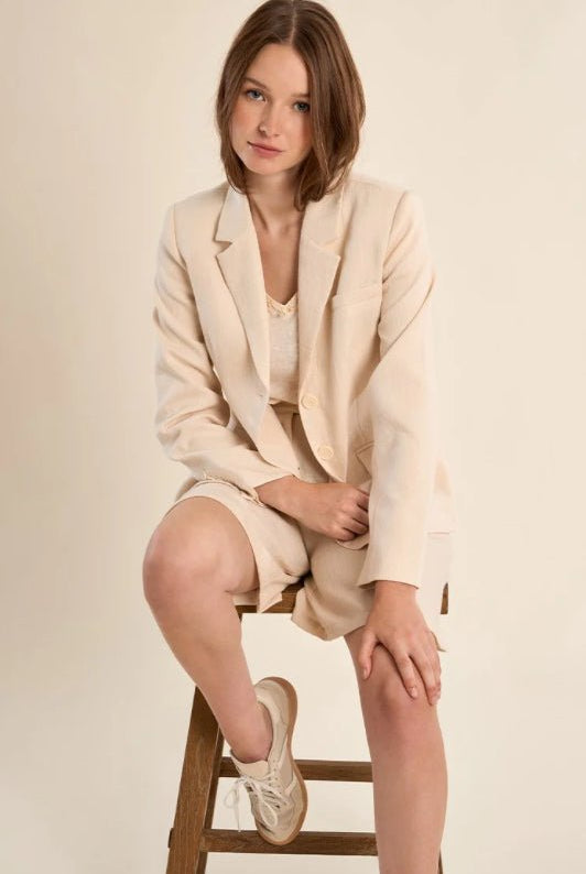 Molly Bracken Woven Blazer Off White - Fleur - De - Lis Boutique
