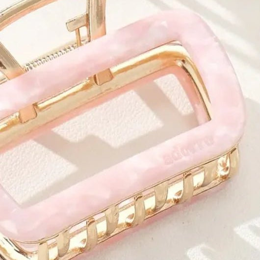 adorro Harlow Rectangle Metal Claw Clip Medium - Fleur-De-Lis Boutique