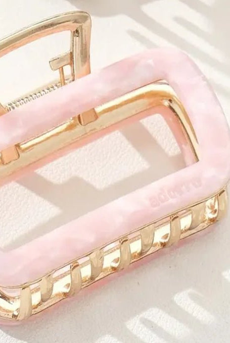 adorro Harlow Rectangle Metal Claw Clip Medium - Fleur-De-Lis Boutique