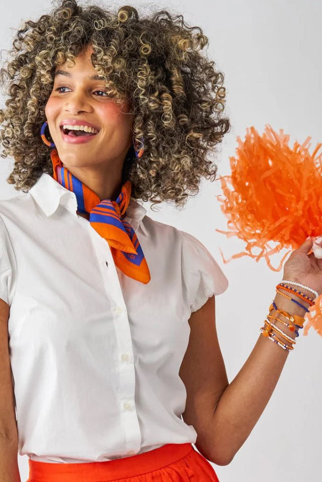 Ink + Alloy Stripe Scarf Blue and Orange - Fleur-De-Lis Boutique