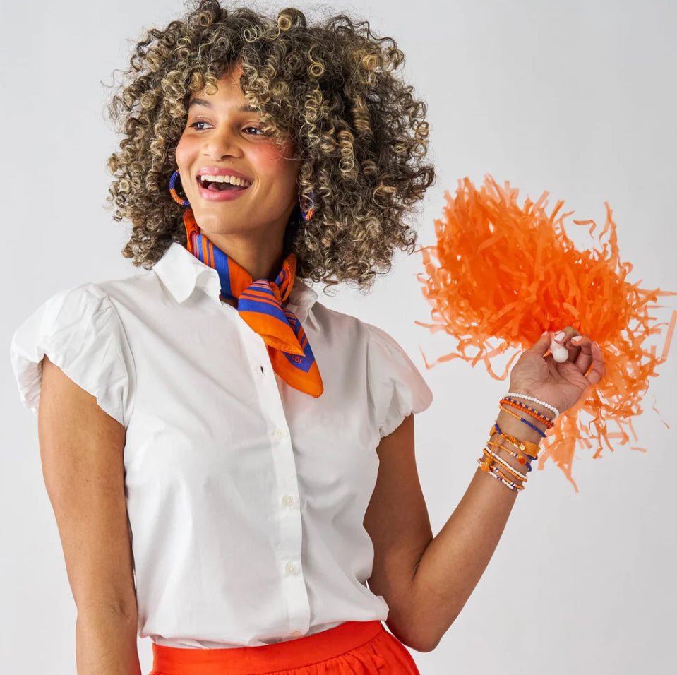 Ink + Alloy Stripe Scarf Blue and Orange - Fleur-De-Lis Boutique