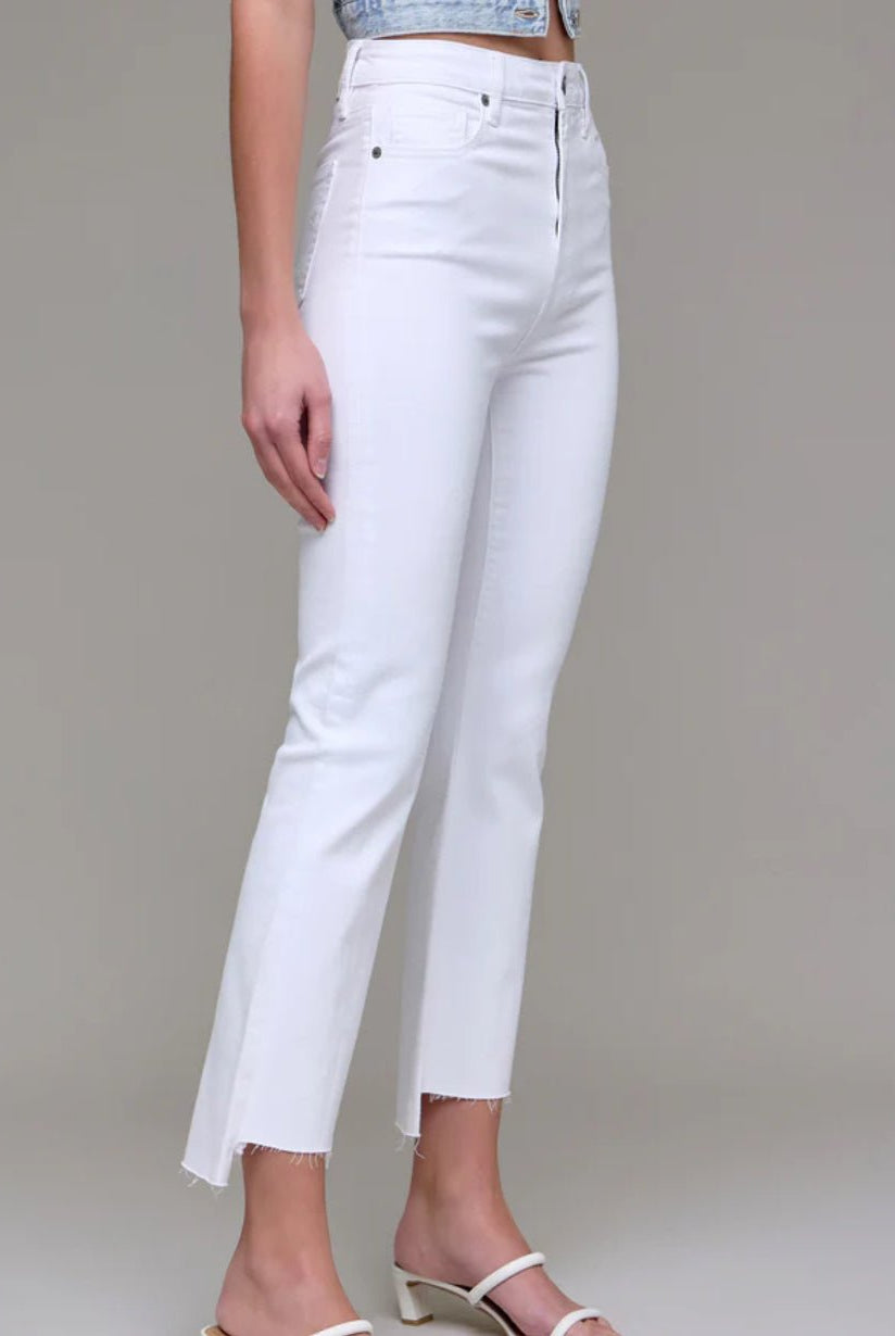 Hidden White Clean Step Hem Cropped Flare - Fleur - De - Lis Boutique