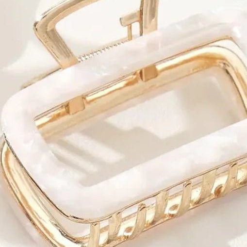 adorro Harlow Rectangle Metal Claw Clip Medium - Fleur-De-Lis Boutique