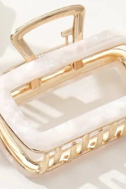 adorro Harlow Rectangle Metal Claw Clip Medium - Fleur-De-Lis Boutique