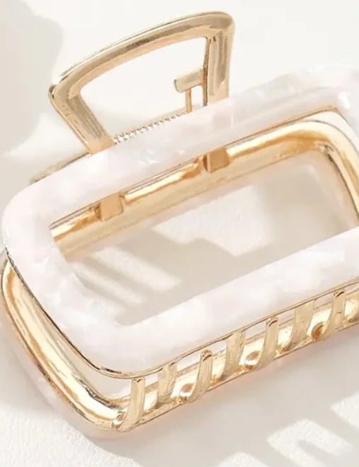 adorro Harlow Rectangle Metal Claw Clip Medium - Fleur-De-Lis Boutique