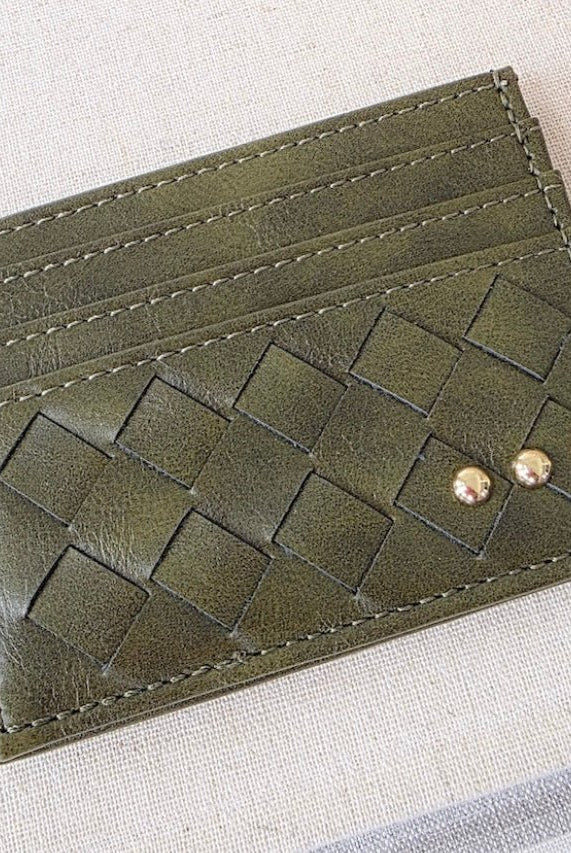 Mariah Woven Small Card Holder Olive - Fleur-De-Lis Boutique