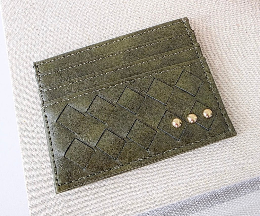 Mariah Woven Small Card Holder Olive - Fleur-De-Lis Boutique