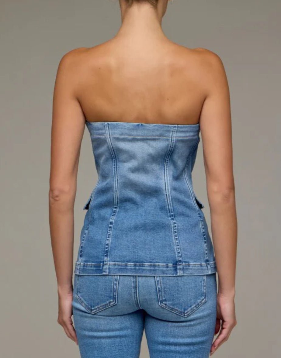 Hidden Medium Wash Tuxedo Bustier - Fleur-De-Lis Boutique