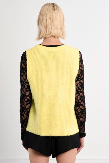 Jenny Sleeveless Yellow Sweater - Fleur - De - Lis Boutique