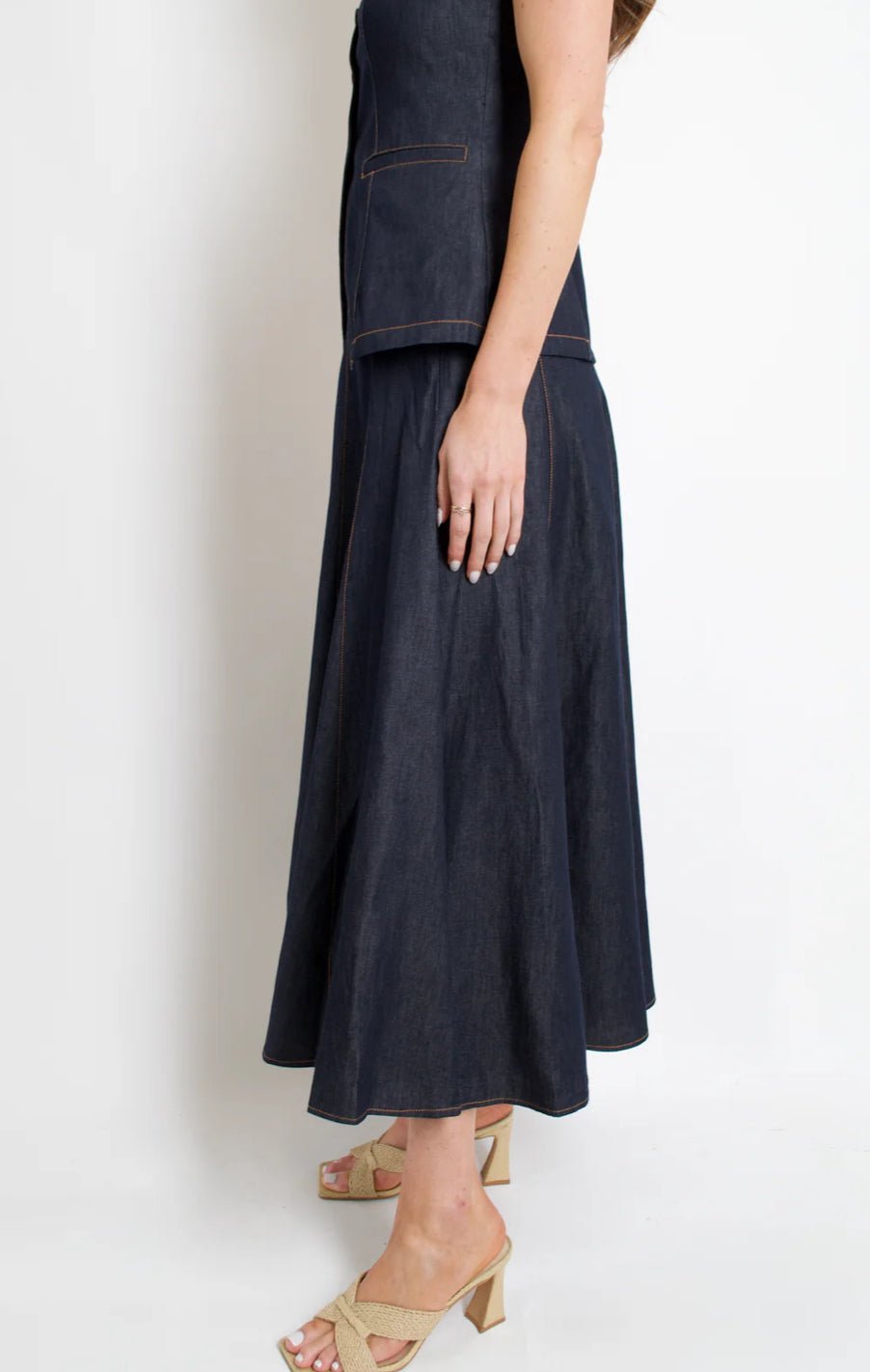 Lucy Paris Nova Circle Skirt Dark Wash Denim - Fleur-De-Lis Boutique