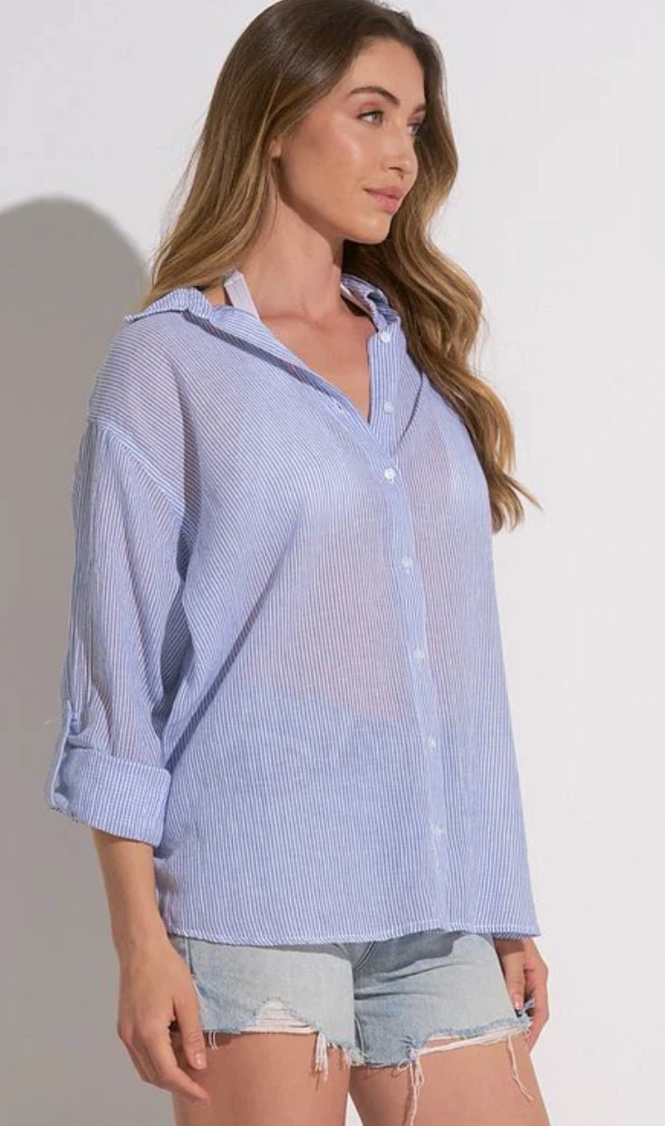 Elan Heart Button Down Shirt Cover Up - Fleur - De - Lis Boutique