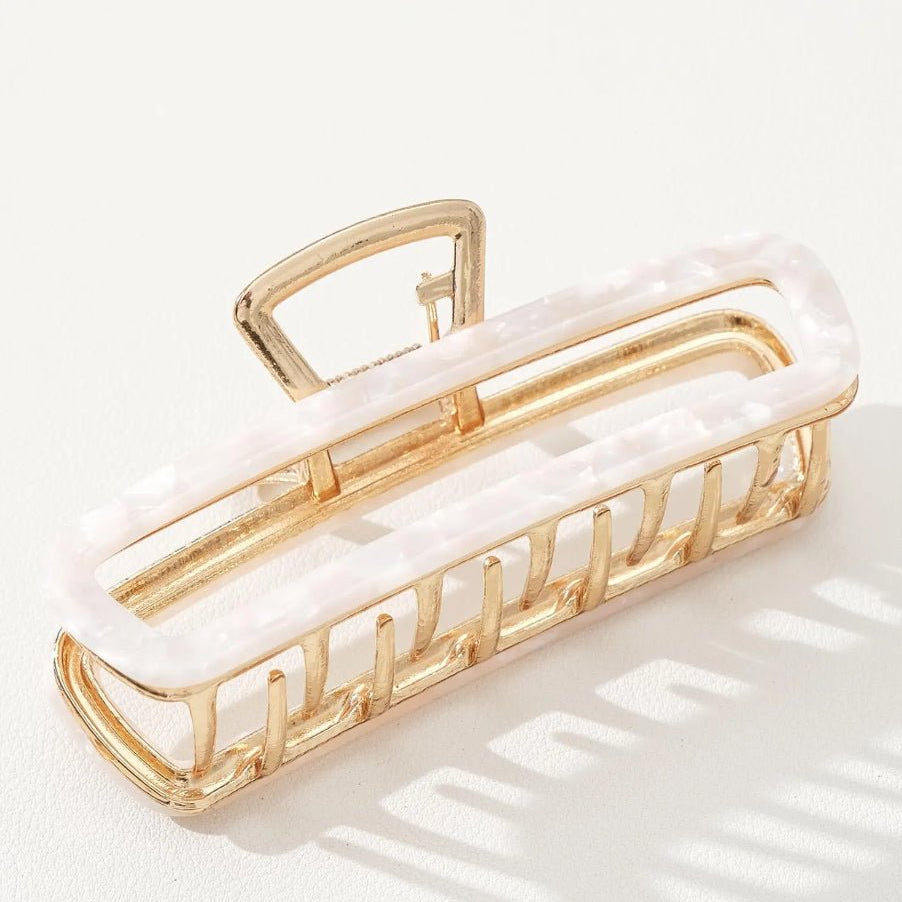 adorro Harlow Rectangle Metal Claw Clip Large - Fleur-De-Lis Boutique