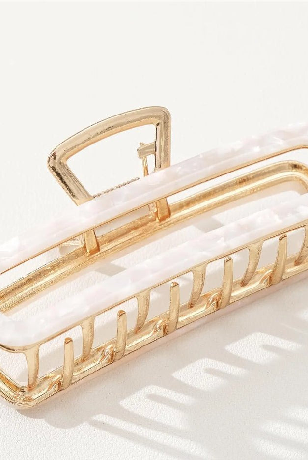 adorro Harlow Rectangle Metal Claw Clip Large - Fleur-De-Lis Boutique